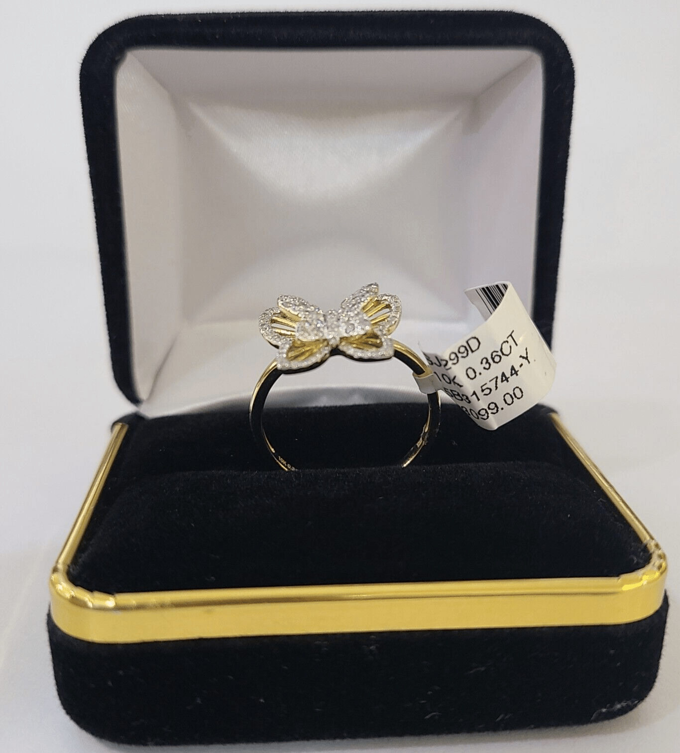 Real 10k Yellow Gold Diamond Ladies Ring Butterfly Women Engagement Wedding - GoldenlinQ